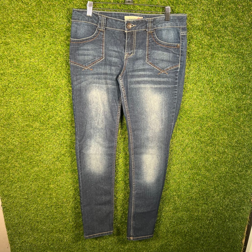 Paris Blues Womens Skinny Jeans Dark Wash Size 11 Faded Slim Fit BN120609